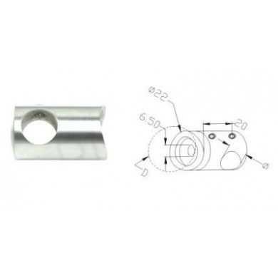 Uchwyt przelotowy rurki Ø 14 mm dla słupka Ø 48,3 mm poler