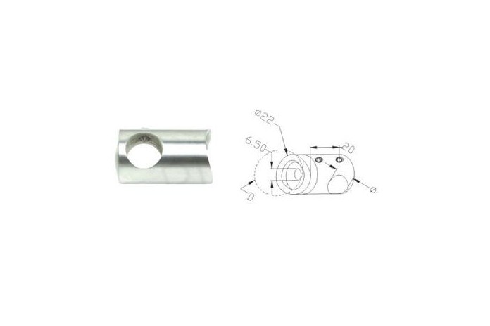 Uchwyt przelotowy rurki Ø 12 mm dla słupka Ø 33,7 mm szlif