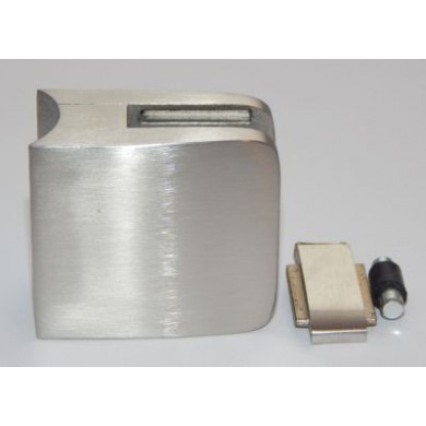 Uchwyt do szkła 52x52 mm do rury Ø 48,3 mm szlif + stopka, blaszka (STAL 316)