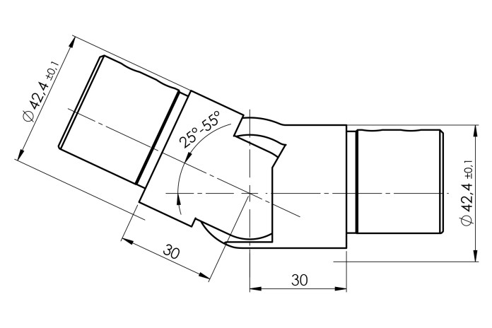 Kolano regulowane dla pochwytu nakładanego Ø 42,4x1,5 mm szlif