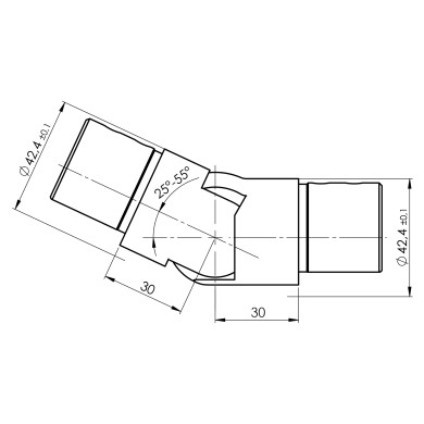 Kolano regulowane dla pochwytu nakładanego Ø 42,4x1,5 mm szlif