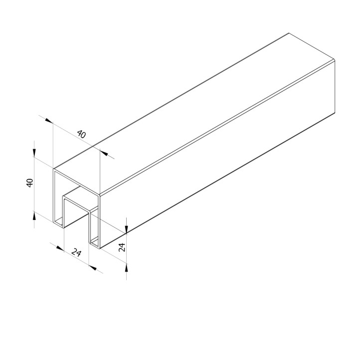 Pochwyt 40x40 mm nakładany na szkło szlif 2,5 mb