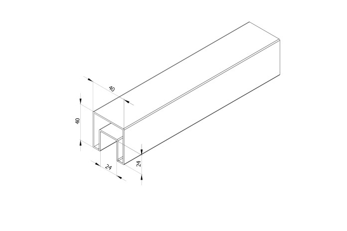Pochwyt 40x40 mm nakładany na szkło szlif 5 mb