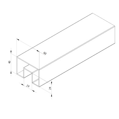 Pochwyt 60x40 mm nakładany na szkło szlif 2,5 mb