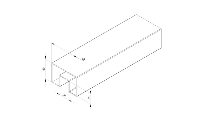 Pochwyt 60x40 mm nakładany na szkło szlif 2,5 mb stal 316