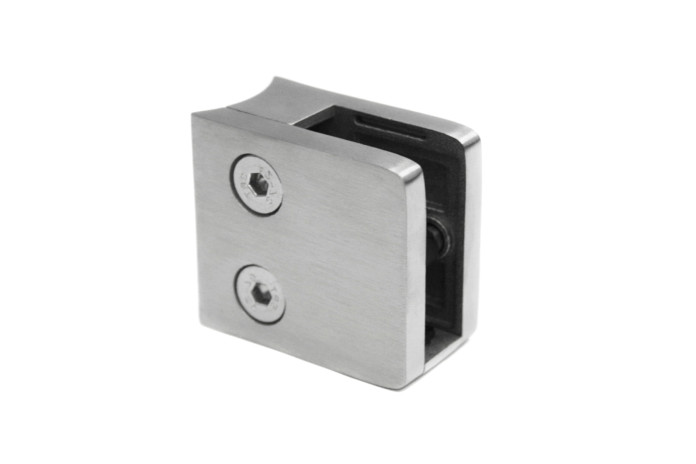 Uchwyt do szkła 45x45 mm do rury Ø 42,4 mm szlif + stopka, blaszka (STAL 304)