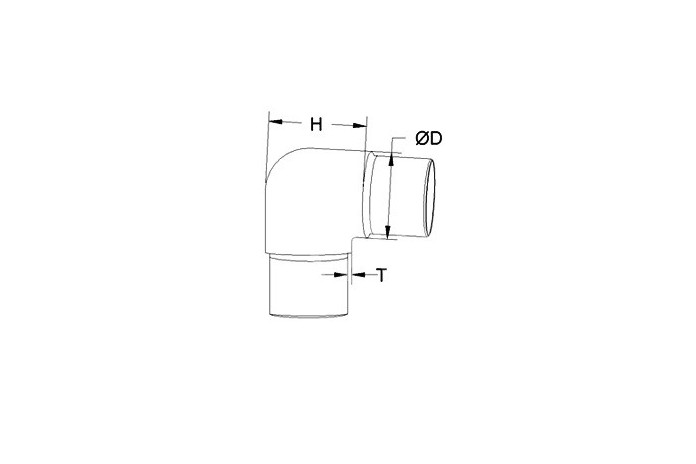 Kolano 90º wklejane w rurę Ø 42,4x2 mm poler