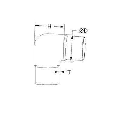 Kolano 90º wklejane w rurę Ø 42,4x2 mm poler