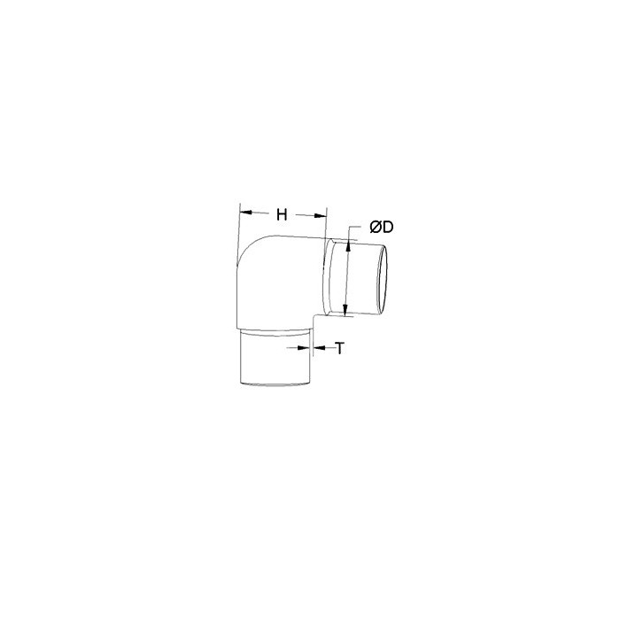 Kolano 90º wklejane w rurę Ø 42,4x2 mm poler