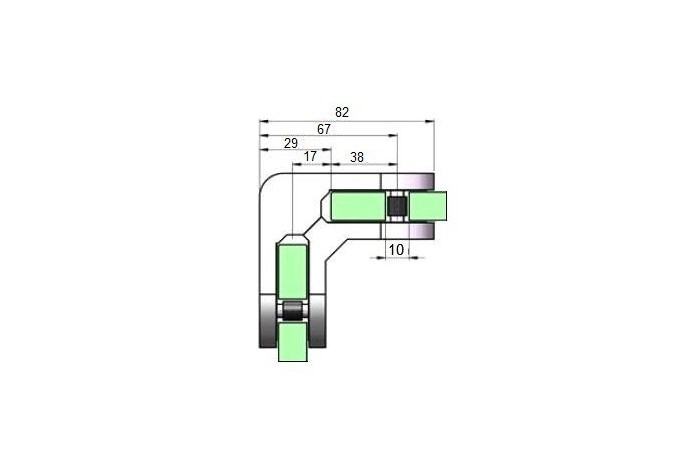 Uchwyt do szkła 45x82x82 mm łączący narożny szlif (STAL 304)