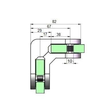 Uchwyt do szkła 45x82x82 mm łączący narożny szlif (STAL 304)