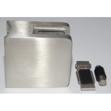 Uchwyt do szkła 45x45 mm do rury Ø 42,4 mm szlif + stopka, blaszka (STAL 304)