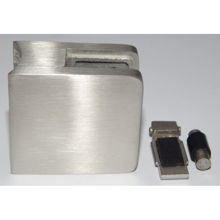 Uchwyt do szkła 45x45 mm do rury Ø 48,3 mm szlif + stopka, blaszka (STAL 304)