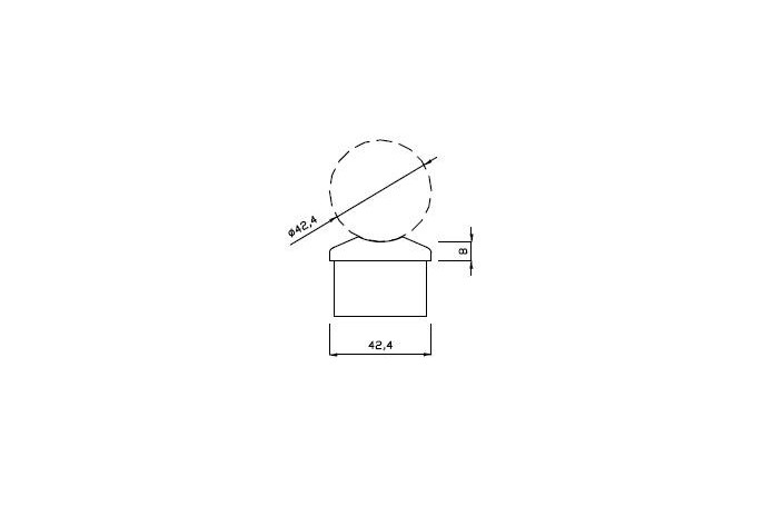 Podpora adapter Ø 42,4 mm wklejany w słupek Ø 42,4 mm szlif