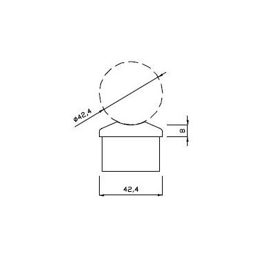 Podpora adapter Ø 42,4 mm wklejany w słupek Ø 42,4 mm szlif