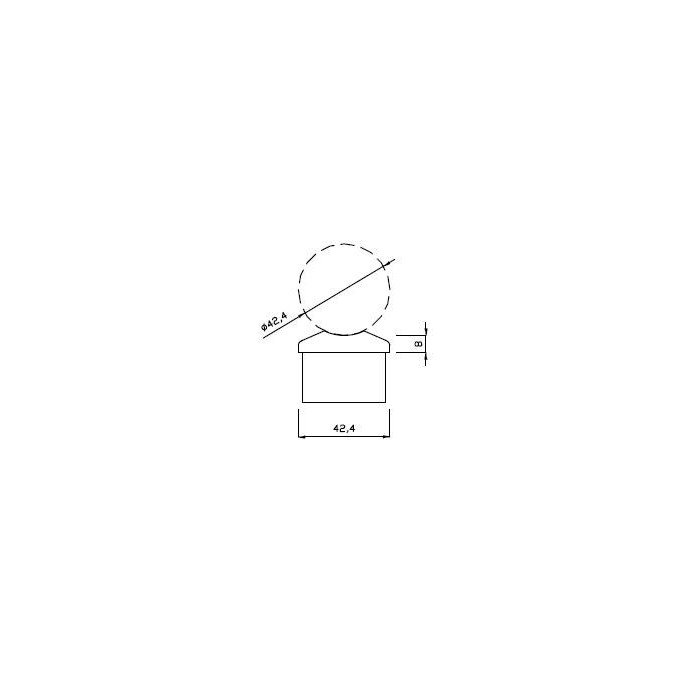 Podpora adapter Ø 42,4 mm wklejany w słupek Ø 42,4 mm szlif