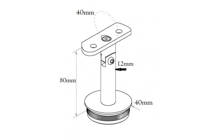 Podpora poręczy Ø 40 mm wbijana w słupek Ø 40 mm regulowana szlif (STAL 304)