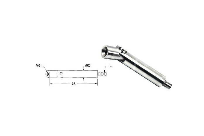 Podpora poręczy Ø 42,4 mm pręt Ø 14x75 mm regulowana szlif