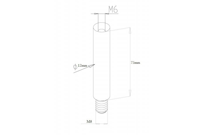 Podpora poręczy/pręt Ø 12x75 mm gwint M6/M8 stała szlif