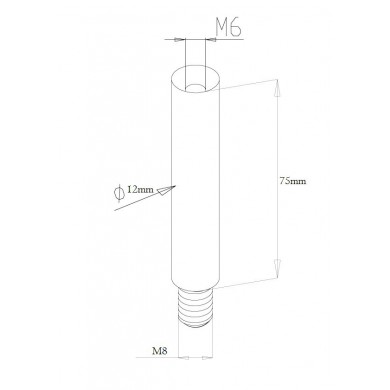 Podpora poręczy/pręt Ø 12x75 mm gwint M6/M8 stała poler