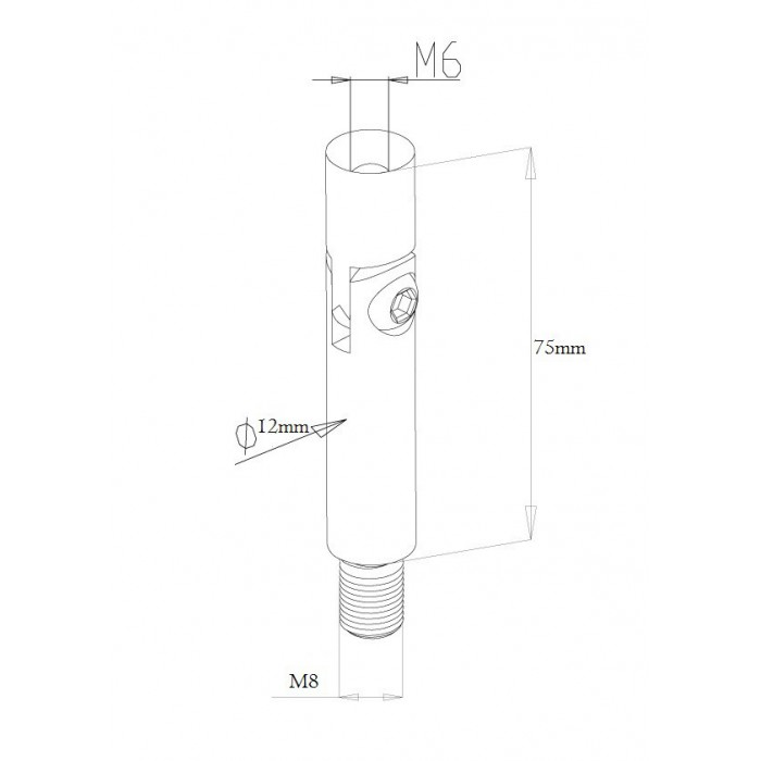 Podpora poręczy/pręt Ø 12x75 mm gwint M6/M8 regulowana szlif