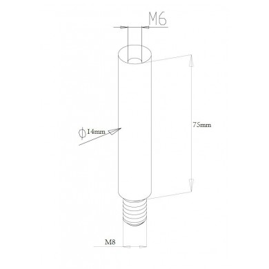 Podpora poręczy/pręt Ø 14x75 mm gwint M6/M8 stała szlif