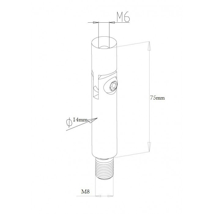 Podpora poręczy/pręt Ø 14x75mm gwint M6/M8 regulowana szlif