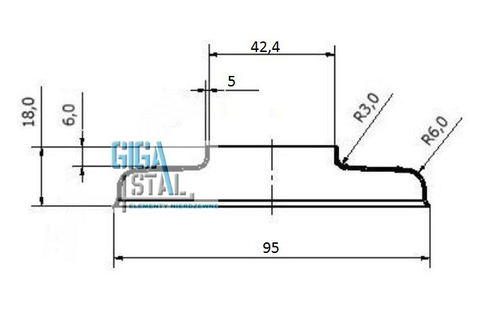 Rozeta maskująca Ø 95 mm dla rury Ø 42,4 mm szlif
