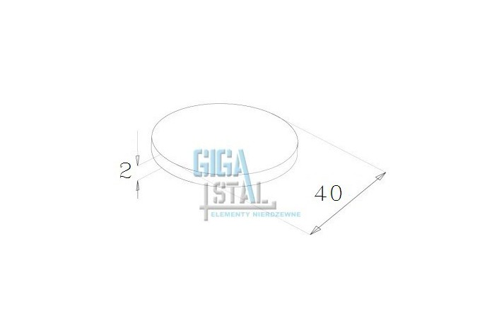Zaślepka do spawania płaska dla rury Ø 40 mm szlif, grubość 2 mm