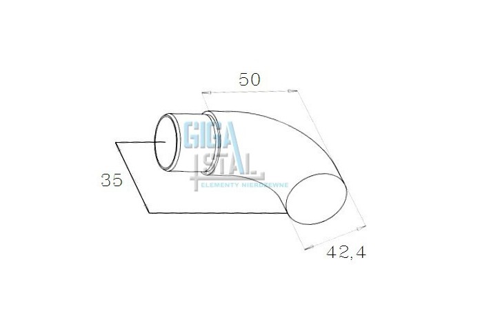 Kolano ślepe, zakończenie poręczy wklejane w rurę Ø 42,4x2 mm poler