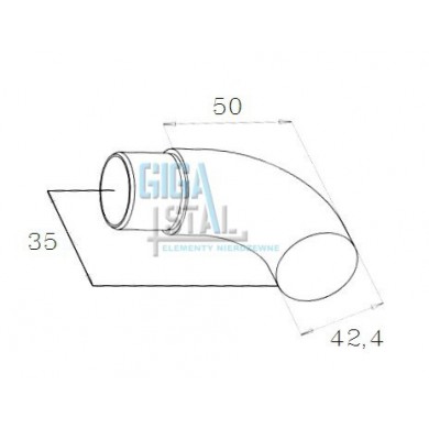 Kolano ślepe, zakończenie poręczy wklejane w rurę Ø 42,4x2 mm poler