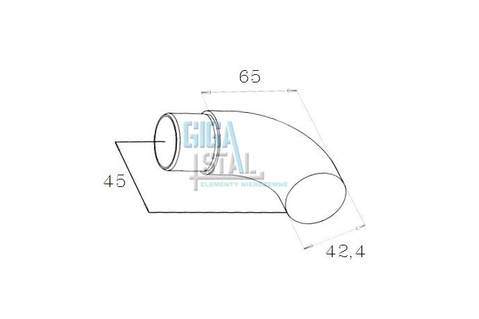 Kolano ślepe, zakończenie poręczy wklejane w rurę Ø 42,4x2 mm szlif stal 316