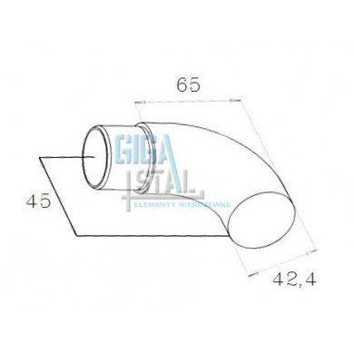 Kolano ślepe, zakończenie poręczy wklejane w rurę Ø 42,4x2 mm szlif stal 316