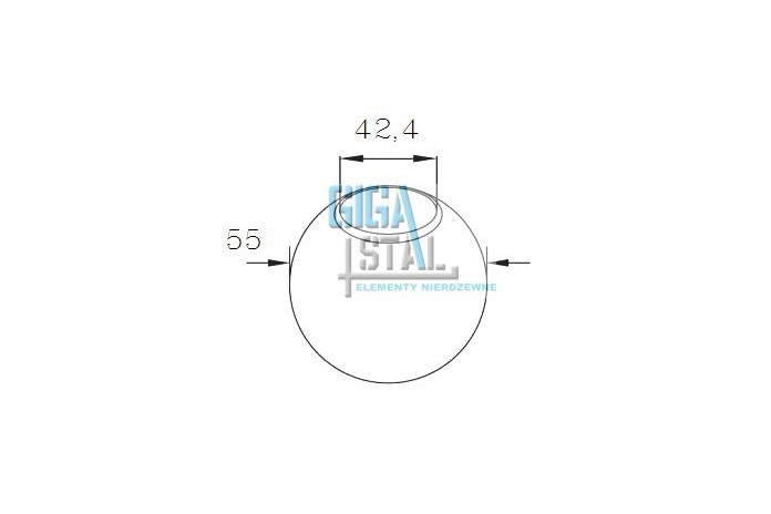 Kula, zaślepka wklejana na rurę Ø 42,4 mm szlif
