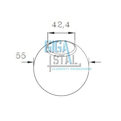 Kula, zaślepka wklejana na rurę Ø 42,4 mm szlif