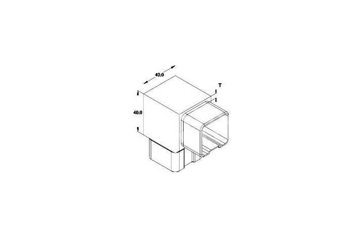 Kolano  90º wklejane w profil 40x40x2 mm szlif