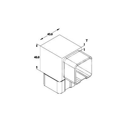 Kolano  90º wklejane w profil 40x40x2 mm szlif