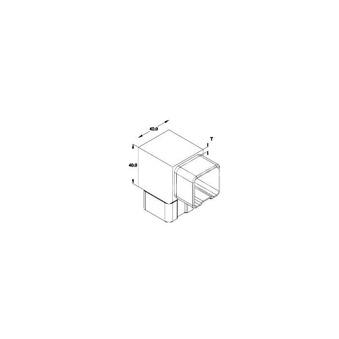Kolano  90º wklejane w profil 40x40x2 mm szlif