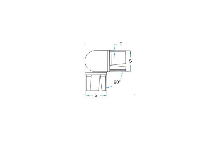 Kolano  regulowane, przegubowe wklejane w profil 40x40x2 mm szlif