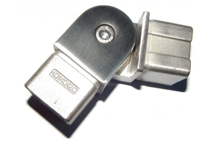 Kolano  regulowane, przegubowe wklejane w profil 40x40x2 mm szlif