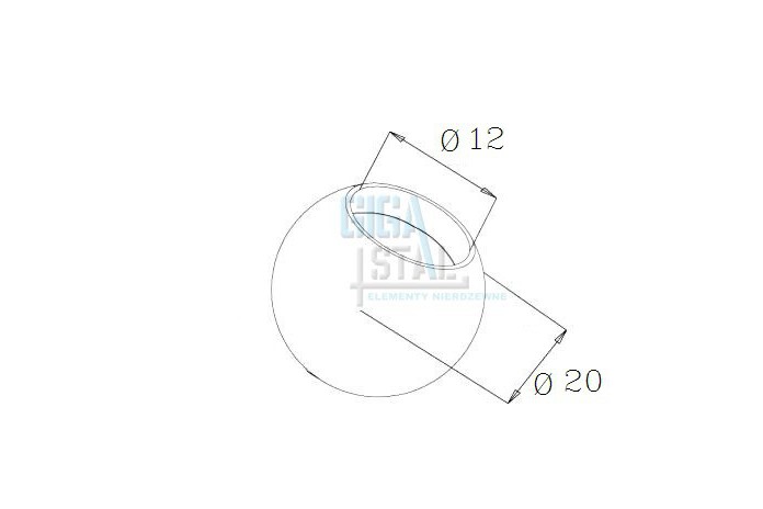 Kula, zaślepka wklejana na rurę Ø 12 mm szlif stal 316