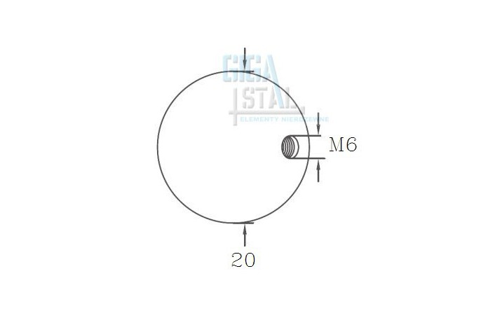 Kula Ø 20 mm z gwintem M6 szlif