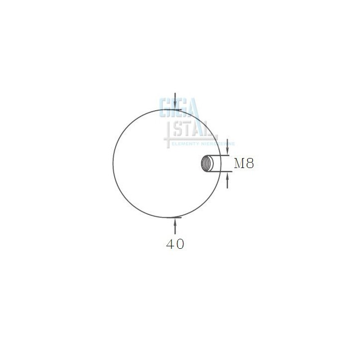 Kula Ø 40 mm z gwintem M8 szlif