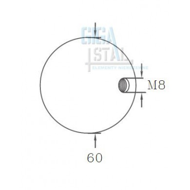 Kula Ø 60 mm z gwintem M8 poler