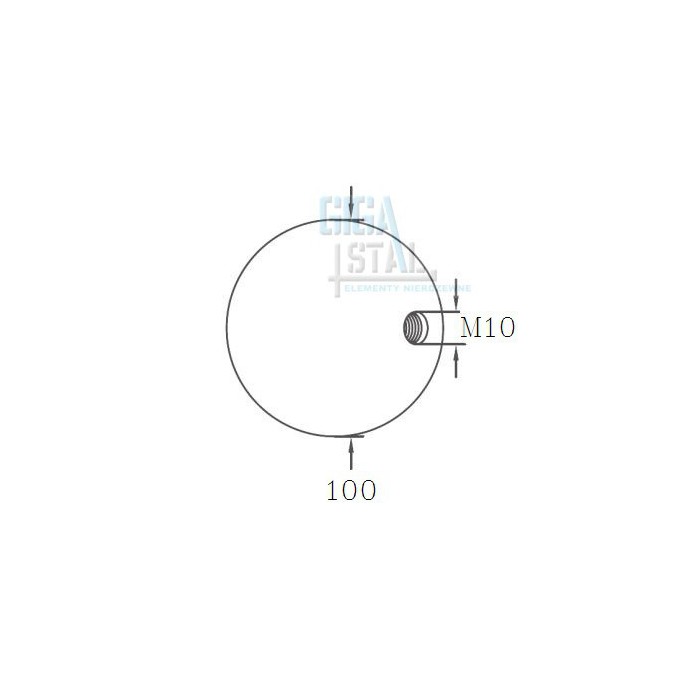 Kula Ø 100 mm z gwintem M10 poler
