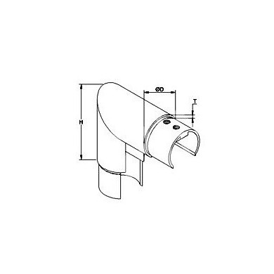 Kolano pionowe 90º dla pochwytu nakładanego Ø 42,4x1,5 mm szlif
