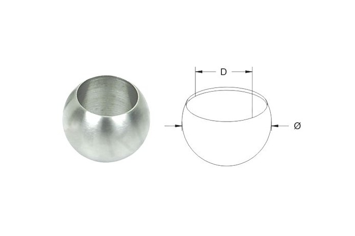 Kula, zaślepka wklejana na rurę Ø 14 mm szlif