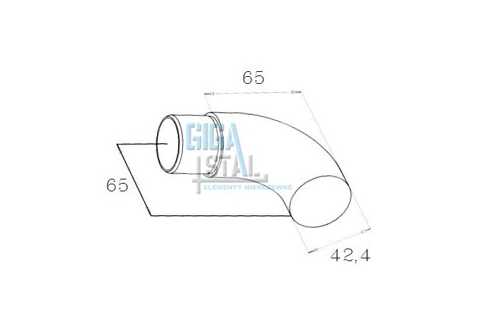 Kolano ślepe, zakończenie poręczy wklejane w rurę Ø 42,4x2 mm szlif