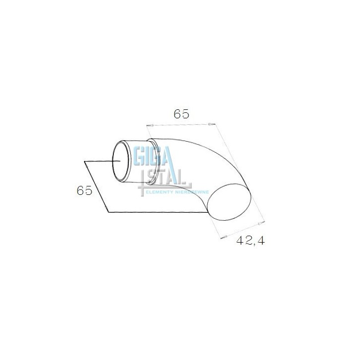 Kolano ślepe, zakończenie poręczy wklejane w rurę Ø 42,4x2 mm szlif