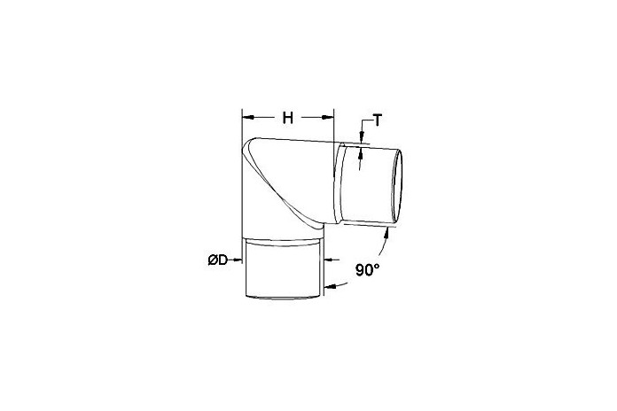 Kolano 90º wklejane w rurę Ø 42,4x2 mm ostre szlif